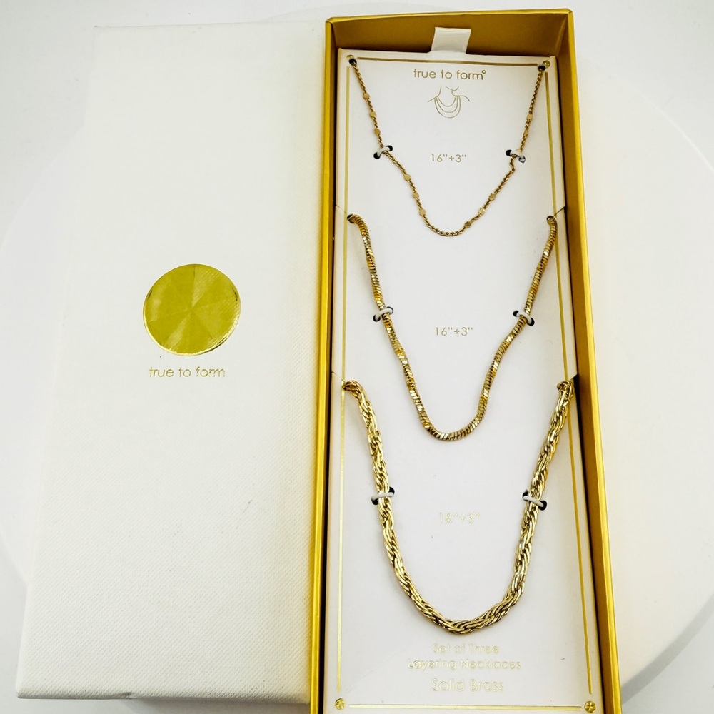 3 New True to Form Necklace Set Rope & Flat Rope